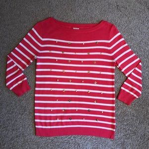 Women’s j. Crew pink white striped sweater small